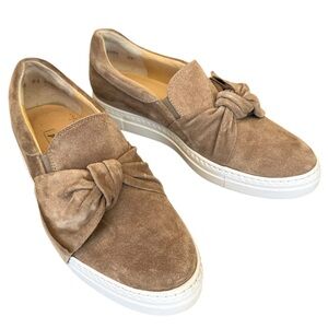 Paul Green Micky Bow Suede Slip On Sneakers Tan UK 4 (US 6.5/7)